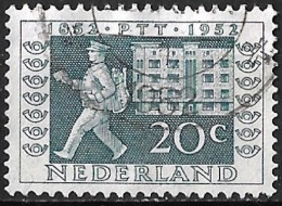 Plaatfout Horiontaal Krasje Door De 2 Van 1952 (zegel 96) In 1952 Jubileumzegels 100 Jaar Rijkstelegraaf 20 Cent Blauw N - Plaatfouten En Curiosa