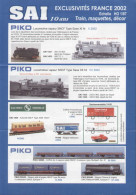 Catalogue SAI 2002 Piko SachsenModelle Exclusivités France Trains, Maquettes HO 1:87 - Französisch