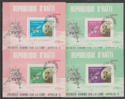 HAITI - 1969 APOLLO 11 - RARES BLOCS YVERT N°28/31 OBLITERES - COTE = 50 EUR - Haïti