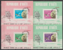 HAITI - 1969 - COSMOS APOLLO 11 - RARES BLOCS YVERT N°28/31 OBLITERES - COTE = 50 EUR - Haití