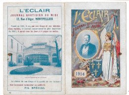 CALENDRIER 1914 L'ECLAIR  JOURNAL QUOTIDIEN DU MIDI - Klein Formaat: 1901-20