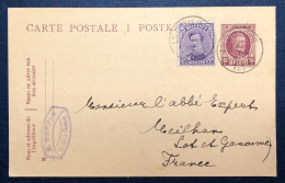 Belgique, Entier-Carte + Complément Cachet INCOURT 4.X.1923 Pour La France - (N743) - Cartes Postales 1909-1934