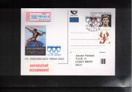 Czech Republic 2003 Olympic Games Vancouver  - International Olympic Committee Session Prague Registered Postcard - Invierno 2010: Vancouver