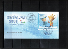 Russia 2012 Paralympic Games Sochi Mascots  Block FDC - Hiver 2014: Sotchi