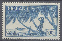 Océanie P.A. N° 18  X  Vue : 100 F. Bleu-vert,  Trace De Charnière Sinon TB - Airmail