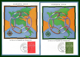 Carte Maximum Europa 1959 Nederland Hollande Pays Bas Yv. N° 708 709 (voir !) - 1959