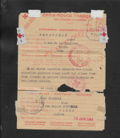 MILITARIA DOCUMENT MILITAIRE CROIX ROUGE DE PETITJEAN ANDRÉ PARIS À PIANEZZI PAUL Obt DE ALGER 1944 PRISE DE PARIS : - Croce Rossa