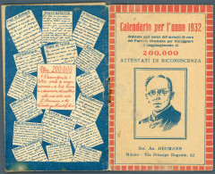 °°° Calendario - Per L'anno 1932 °°° - Tamaño Grande : 1921-40