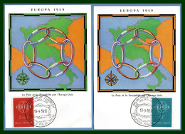 Carte Maximum Europa 1959 Belgique België Yv. N° 1111 1112 (voir !) - 1959