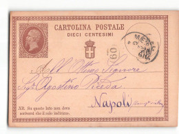 16718 01 CARTOLINA POSTALE 10 CENTESIMI - MESSINA X NAPOLI  1875 - Postwaardestukken