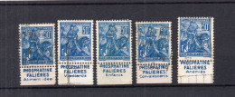 !!! 50 C JEANNE D'ARC AVEC BANDES PUB  FALIERES COMPLETE (5 TIMBRES) OBLITEREE - Used Stamps