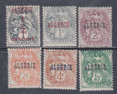 Algérie N° 1 / 6 XX Partie De Série : Timbres De France Surchargés, Type Blanc Les 6 Valeurs Sans Charnière TB - Neufs