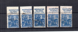 !!! 50 C JEANNE D'ARC AVEC BANDES PUB  FALIERES COMPLETE (5 TIMBRES) OBLITEREE - Used Stamps