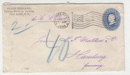 Funch, Edye & Co. Preprinted Company 5c Postal Stationery Letter Cover Posted 1896 NY To Hamburg B230410 - ...-1900