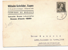 EUPEN - CARTE DE COMMERCE - WILHELM SCHRÖRDER - FABRIQUE DE BROSSES  2 SCANS - Eupen