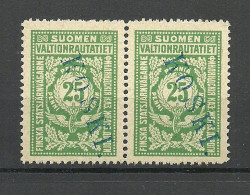 FINLAND FINNLAND 1914 Railway Stamp Eisenbahn Packetmarke 25 P. As Pair O Line Cancel KOSKI - Paketmarken