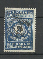 FINLAND FINNLAND 1918 Railway Stamp Eisenbahn Packetmarke 3 Mk. O - Paketmarken