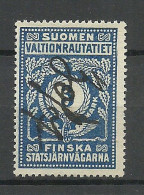 FINLAND FINNLAND 1918 Railway Stamp Eisenbahn Packetmarke 3 Mk. O - Pacchi Postali