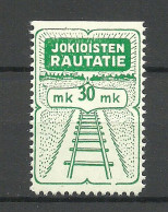 FINLAND FINNLAND 1950 JOKIOISTEN Railway Packet Stamp 30 MK MNH - Postpaketten