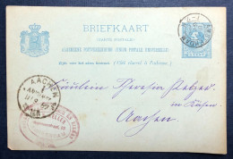 Pays-Bas, Entier-Carte D'Amsterdam 1.9.1887 Pour Aachen - (N779) - Entiers Postaux