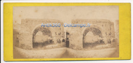 Photographie Ancienne Vue Stéréoscopique Circa 1860 Israël Restes De L'Eglise Sainte Marie Majeure à Jerusalem - Fotos Estereoscópicas