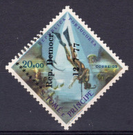 S. Tomè 1977, Marine Life, Diving, Overprinted, 1val IMPERFORATED - Immersione