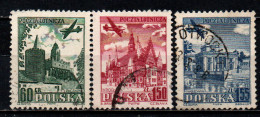 POLONIA - 1954 - SERIE TURISTICA - AEREO CHE SORVOLA LE CITTA' DELLA POLONIA - USATI - Used Stamps
