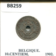 10 CENTIMES 1902 FRENCH Text BELGIQUE BELGIUM Pièce #BB259.F - 10 Cents