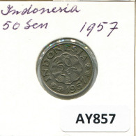 50 SEN 1957 INDONÉSIE INDONESIA Pièce #AY857.F - Indonésie