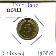 5 PFENNIG 1978 G BRD ALLEMAGNE Pièce GERMANY #DC411.F - 5 Pfennig