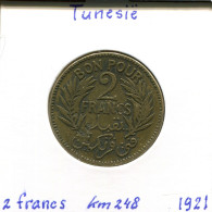 2 FRANCS 1921 TUNISIE TUNISIA Pièce Muhammad V #AP807.2.F - Tunisia