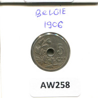 5 CENTIMES 1906 BÉLGICA BELGIUM Moneda #AW258.E - 5 Cents