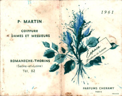 Calendrier Dépliant De 1961 Parfum Parfums Chéramy à Paris Parfum De Toilette 5,3 Cm X 8,4 Cm En B.Etat - Modernes (à Partir De 1961)