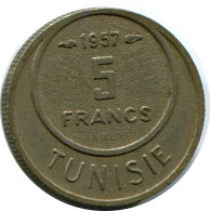 5 FRANCS 1957 TÚNEZ TUNISIA Moneda #AP448.E - Tunisia