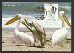 Angola Pélican Oiseau Carte Maximum 1985 Pelican Bird Maxicard - Pelikane