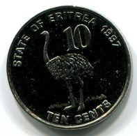 10 CENTS 1997 ERITREA UNC Bird Ostrich Coin #W11348.U - Erythrée