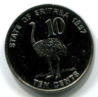 10 CENTS 1997 ERITREA UNC Bird Ostrich Coin #W11348.U - Eritrea