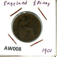 HALF PENNY 1901 UK GREAT BRITAIN Coin #AW008.U - C. 1/2 Penny