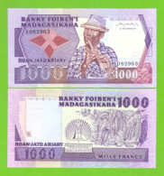 MADAGASCAR 1000 FRANCS 1983/1987 P-68 UNC - Madagascar