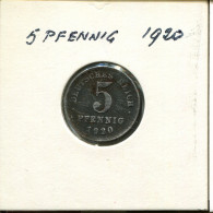 5 PFENNIG 1920 GERMANY Coin #AR325.U - 5 Renten- & 5 Reichspfennig