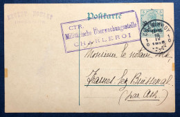Belgique Entier-Carte (occupation), Cachet à Points CHARLEROY 16.IV.1915 + Censure Charleroi - (N796) - Autres & Non Classés