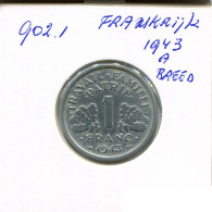 1 FRANC 1943 FRANKREICH FRANCE Französisch Münze #AN279.D - 1 Franc