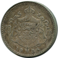 20 FRANCS 1934 BELGIEN BELGIUM Münze SILBER #AR938.1.D - 20 Frank