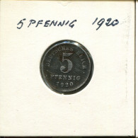 5 PFENNIG 1920 DEUTSCHLAND Münze GERMANY #AR325.D - 5 Renten- & 5 Reichspfennig