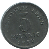 5 PFENNIG 1920 D DEUTSCHLAND Münze GERMANY #AE320.D - 5 Renten- & 5 Reichspfennig