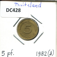 5 PFENNIG 1982 J BRD DEUTSCHLAND Münze GERMANY #DC428.D - 5 Pfennig