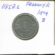 1 FRANC 1949 B FRANKREICH FRANCE Französisch Münze #AN295.D - 1 Franc