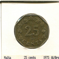 25 CENTS 1975 MALTA Münze #AS627.D - Malta