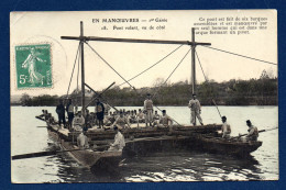 En Manoeuvres. 1er Génie. Pont De Barques Volant Vu De Côté. 1910 - Maniobras