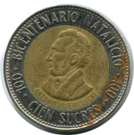 100 SUCRES 1995 ECUADOR BIMETALLIC Münze #AR946.D - Equateur